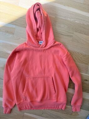 Zara Coral Pink Hoodie Sweatshirt - Women's Pullover